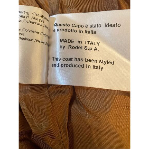 ICONS Cinzia Rocca Fitted Mid Length Coat Women's 12 Lt Camel Wool Blend L/S - Picture 11 of 12